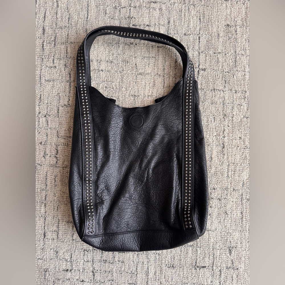 Vegan leather studded black bag